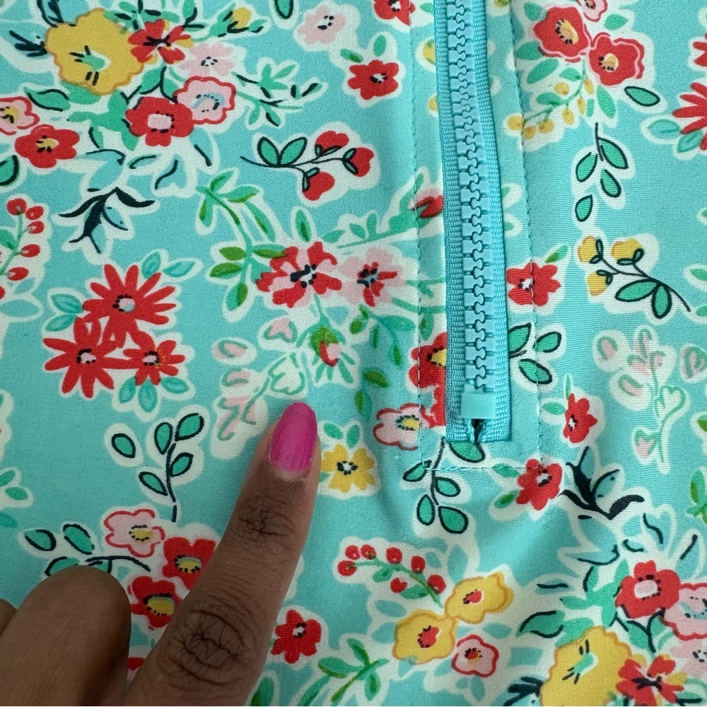 Charm Leaks Baby Swimsuit Romper Zipper 12-18 months Blue Floral Print UPF 50+ - Picture 15 of 16